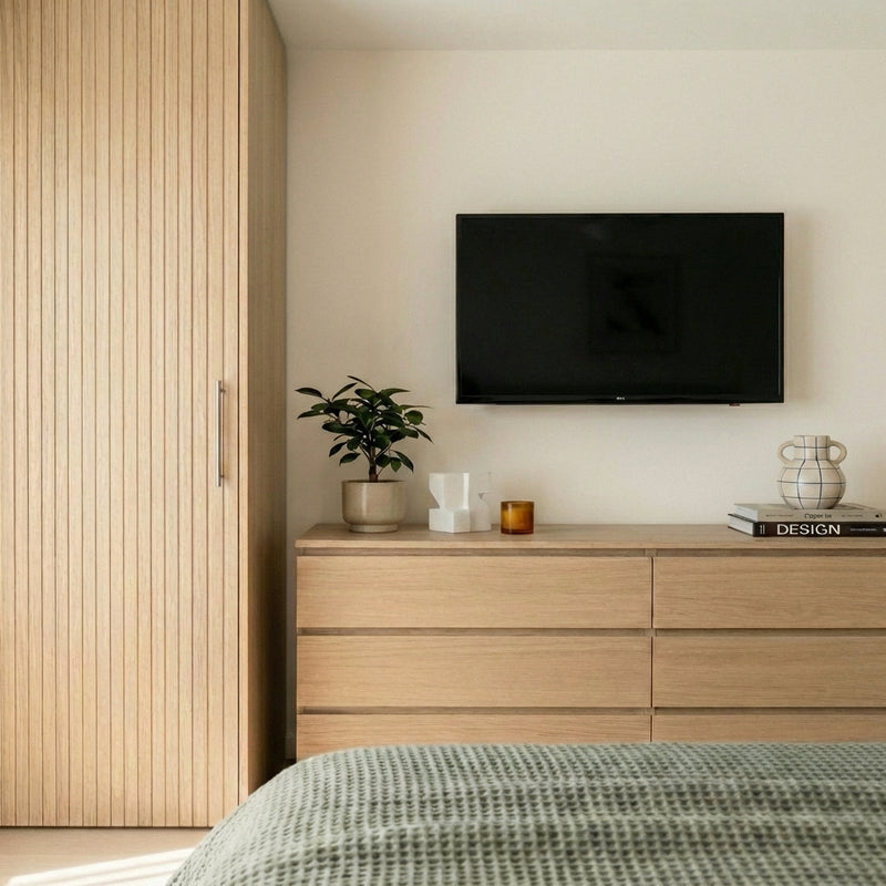 Before — Beige Felt - Media wall 